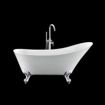 Rogier & Mothes - Baignoire Ancienne Rétro Sur Pieds Balmain Blanche 161 Cm Pieds D'aigle Chromés