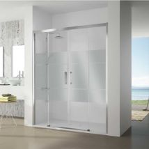 Kassandra - Paroi De Douche 2 Verres Fixes + 2 Portes Coulissantes S400 Verre Sérigraphié 140 Cm Paroi Latérale : 66.5 - 69 Cm