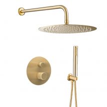 Valaz Douche Murale À Encastrer Monocommande Or Mat Poignée De Luxe Ronde Or Brossé Série Besaya - 20 Cm