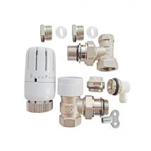 Somatherm For You - Kit Thermostatique T301 Équerre Universel Complet D14 En Laiton Blanc