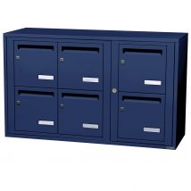 Bloc Collectif Leabox.com, 3x2, Grade 3, Simple Face, Intérieur, Fixation Murale, Bleu Saphir Ral 5003 Finition Brillante