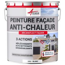 Peinture Réfléchissante, Anti-chaleur : Arcareflect Façade (existe Aussi Pour Destination Toiture) Blanc - 2.5 L - Arcane Industries