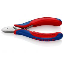 Knipex 77 22 115 - Alicate de corte diagonal para electrónica 115 mm con cabeza redonda y mangos bicomponentes. Filos sin bisel.
