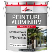 Peinture Pour Aluminium Extérieur Arcalaque 401 : Pour Tole/volet/fenêtre Gris Anthracite - Ral 7016 - 2.5 L - Arcane Industries