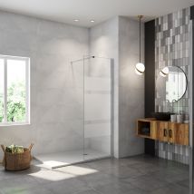 Aica Sanitaire - Paroi de douche à l'italienne 80x190cm en 6mm verre avec bandes horizontales sérigraphiées