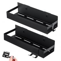 Auralum Max 2 Pcs Etagere Salle De Bain Avec Crochets,nior, Etagere De Douche Avec Installation Adhésive Et Perçage
