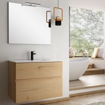 Cosyneo - Meuble De Salle De Bain 100cm Simple Vasque - 2 Tiroirs - Mig- Roble (chêne Clair)