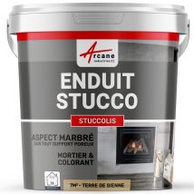 Arcane Industries - Mortier + teinte - stucco (sans primaire ni finition) - STUCCOLIS Mortier + teinte Terre De Sienne - kit jusqu'à 7 m² - ARCANE 