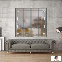 My'system - Verriere 4 Verres Mackintosh - L X H : 135 X 125 Cm - Laqué Gris 7016 Granité - Verre Sahara Inclus