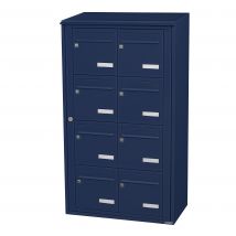 Bloc Collectif Leabox.com, 2x4, Grade 3, Simple Face, Extérieur, Fixation Murale, Bleu Saphir Ral 5003 Finition Brillante