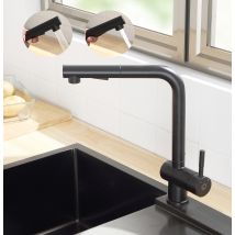 Cecipa Max Noir Mitigeur Cuisine Douchette Robinet Douchette D'évier Extractible À 2 Jets Mitigeur Evier Acier Inox Barboteur Démotable,eu Modèle