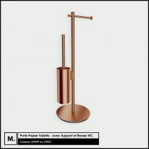 Otitec - Porte Papier Toilette - Avec Support Et Brosse Wc | Modern | Cuivre Brossé