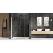 Otitec - Porte De Douche Coulissante Chromé Droite 4 Volets Ibiza Chrome,largeur: 150 Cm