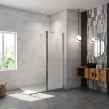 Aica Sanitaire - Paroi De Douche À L'italienne 80x200cm Modèle Brume Avec Retour Pivotant 30x200cm, Verre 8mm Trempé, Avec Barre De Fixation 73-120cm 