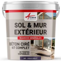 Kit Beton Cire Exterieur : Pour Sol, Mur, Terrasse, Balcon, Escalier - 2 M² (en 2 Couches) - Figue - Arcane Industries