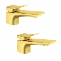 Ideal Standard - Lot de deux mitigeurs lavabo IDEAL STANDARD Conca avec tirette et vidage Or