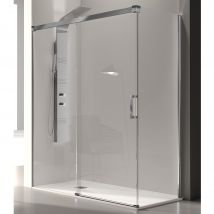 Kassandra - Paroi De Douche Fixe + Porte Coulissante Glasé 120 Cm Paroi Latérale : 76 - 79 Cm