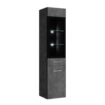 Badplaats - Armoire De Rangement De Rio Hauteur 131cm Gris - Meuble De Rangement Haut Placard Armoire Colonne
