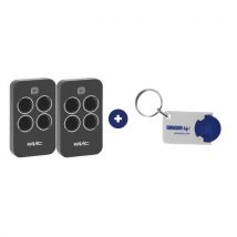 Lot De 2 Télécommandes Faac Xt4 433 Rc - Réf 787456 – 4 Canaux, 433.92 Mhz + 1 Porte-clés Domobip Offert