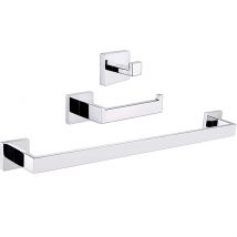 Valaz – Accessoires De Salle De Bain Carrés Chromés, Porte-serviettes + Cintre + Porte-rouleau