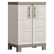 Armoire Basse Verrouillable En Résine Avec 2 Portes De Jardin Extérieures Décorées Excellence Keter