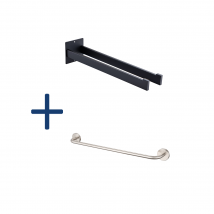 Auralum Max - 2pcs Porte Serviette Salle Bain,barres Porte Serviettes Mural De 40cm,noir+60cm Porte-serviettes Salle Bain,auto-adhésif Ou Perçage En 