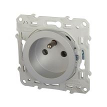 Schneider Electric - Prise Avec Terre Odace, Gris Aluminium