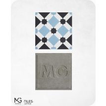 Mg Valencia - Carreaux De Ciment | Lattice | Bleu Foncé, Blanc Et Noir 20x20cm (boite De 24 Unités = 0,96m2)