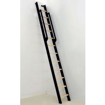 Matisere - Echelle De Meunier Rabattable Noire 8 Marches - Hauteur Sol À Sol 1.99m - Largeur 36cm - Strong-200