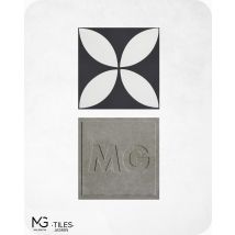 Mg Valencia - Carreaux De Ciment | Jasmin | Blanc Et Noir 20x20cm (boite De 24 Unités = 0,96m2)