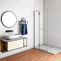 Aica Sanitaire - Aica Paroi De Douche Pivotante 77cm En Verre Anticalcaire Paroi De Douche Hauteur 190cm, Porte-serviette