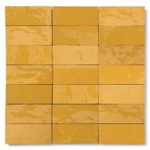 Zellige Marocain Artisanal Véritable - Jaune Moutarde 4,2x10 Cm - Carrelage Mur - Ro'ma Nature