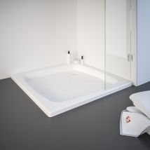 Schulte Receveur De Douche Acrylique, 100x100x3,5 Cm, Effet Blanc, Carré, Extra Plat, À Poser Ou À Encastrer, Avec Pieds, Bac De Douche