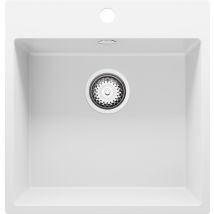 Evier Cuisine En Granit Blanc 48x50cm, Lavabo 1 Bac + Kit De Vidage, Évier À Encastrer Au Meuble 50cm - Riga De Primagran