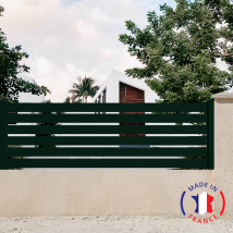 Portail Packit - Clôture aluminium 6 lames modèle ajouré en kit Dimensions L.2107mm (poteaux compris) X H.675mm couleurs Vert RAL 6005