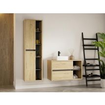 Vente-unique - Colonne de salle de bain suspendue - Coloris naturel clair - H170 cm - PURNAL