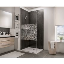 Schulte Paroi De Douche À L'italienne, 120x190 Cm, Paroi De Douche Fixe, Anticalcaire, Verre 6 Mm, Décor Galets, Profilé Aspect Chromé, Newstyle