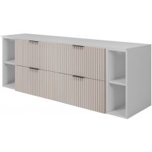 Furnidea - Meuble Sous Vasque Flow Cachemire 160 Cm Avec 2 X L'étagères - Extensions Et Plan Blanc