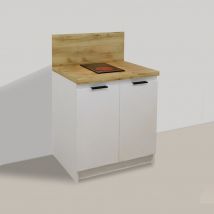 Valino - Pack Complet Kitchenette Blanche 80cm Avec Plaque De Cuisson