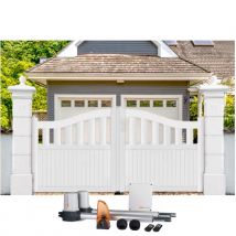Gefradis - Portail battant électrique PVC blanc H180 x L300 HAMBOURG GALBÉ