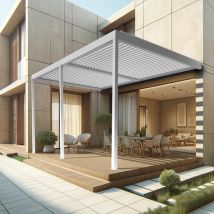 Maison Cros Stores Depuis 1867 - Pergola Bioclimatique Tresna 8.00 X 4.987m Vérin À Télécommande (armature : Blanc)