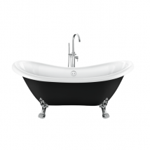 Rogier & Mothes - Baignoire Ancienne Rétro Sur Pieds Darlington Noire 175 Cm Pieds De Lion Chromés