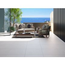 Carrelage Sol / Mur Effet Béton Blanc Luna Off White L.60 X L.120 Cm Mat Limcaro