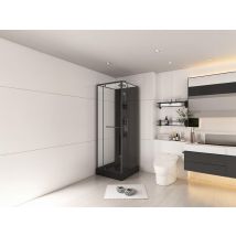 Vente-unique - Cabine de douche installation réversible et hauteur ajustable - Noir - L90 x l90 x H213/232 cm - DAMILU