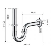 Auralum Siphon de Lavabo Tube Universel Diamètre de 32mm Siphon en Chromé Anti Odeur Lavabo Siphon Plomberie pour Cuisine Salle de Bain