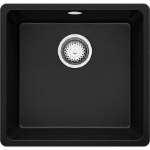 Evier Cuisine En Granit Noir 46x44cm, Lavabo 1 Bac + Kit De Vidage, Évier À Encastrer Au Meuble 50cm - Venise Slim Easy De Primagran