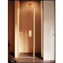 Otitec - Porte De Douche Battante Avec Paroi - 80 X 195 Cm | Golya - Laiton Brossé