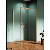 Otitec - Porte De Douche Coulissante Avec Paroi Latérale (ouverture Depuis L'angle) - 160 X 90 X 200 - Or Brossé - Prime - Droite
