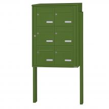 Bloc Collectif Leabox.com, 2x3, Grade 3, Simple Face, Extérieur, Fixation Sur Pieds À Sceller, Vert Mai Ral 6017 Finition Brillante