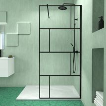 Galedo - Pack Paroi De Douche 90x195 Cm + Receveur Blanc Effet Pierre 140x90 Cm